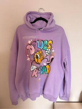 Men's Lavender Graphic Hoodie - Mascot Retro Print